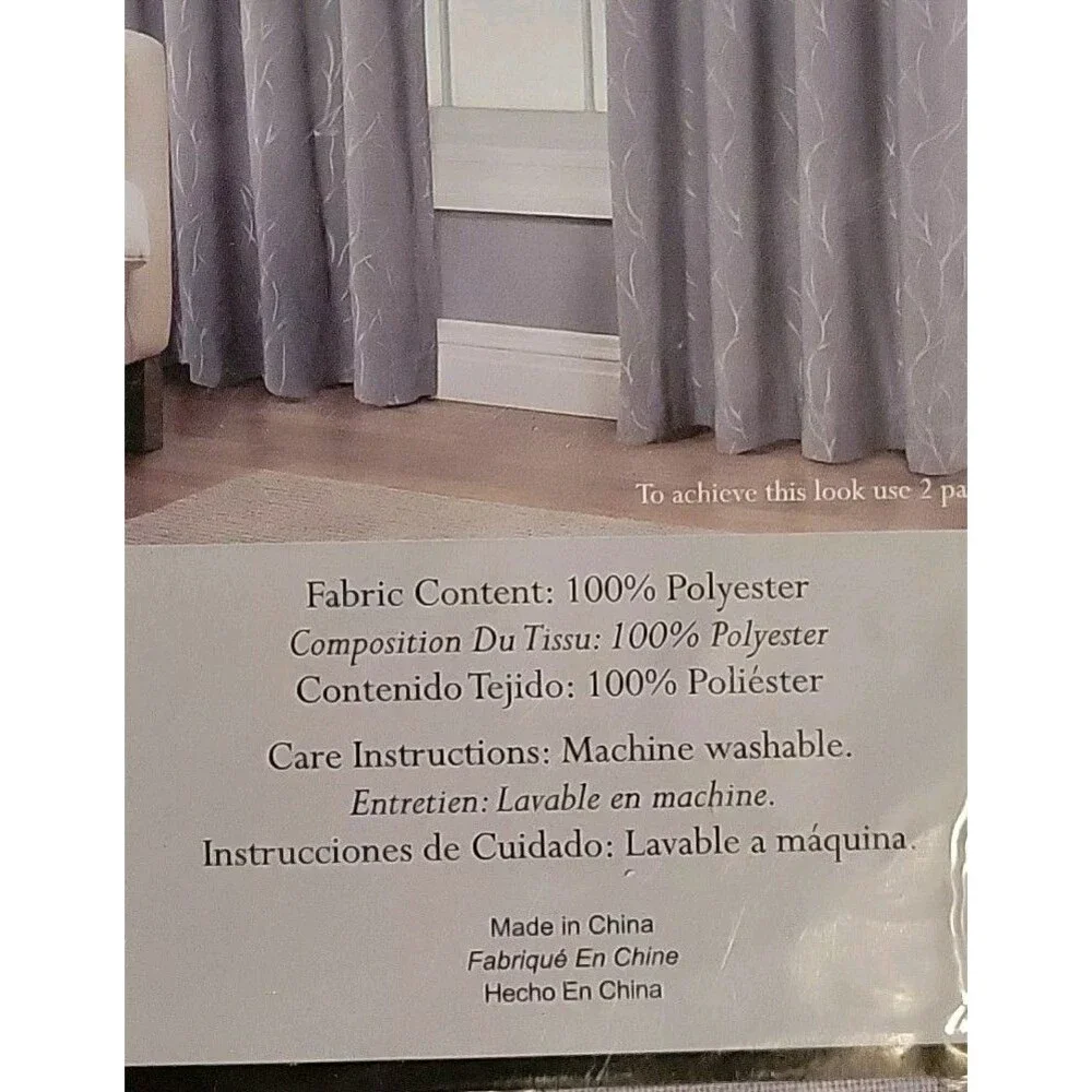 Pinehurst One Rod Pocket 2 Panels Gray/Fog 52in W X 84in L Curtains